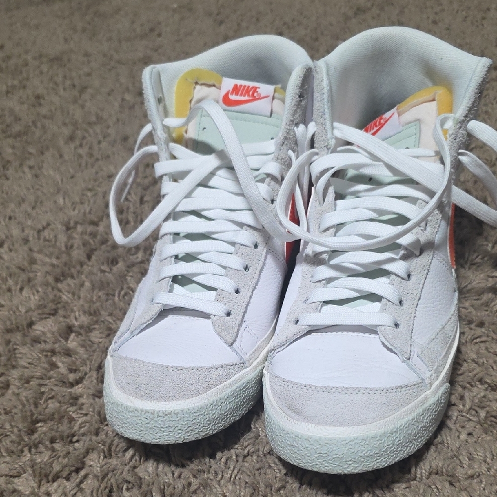 Nike White and Gray High-Top Sneakers